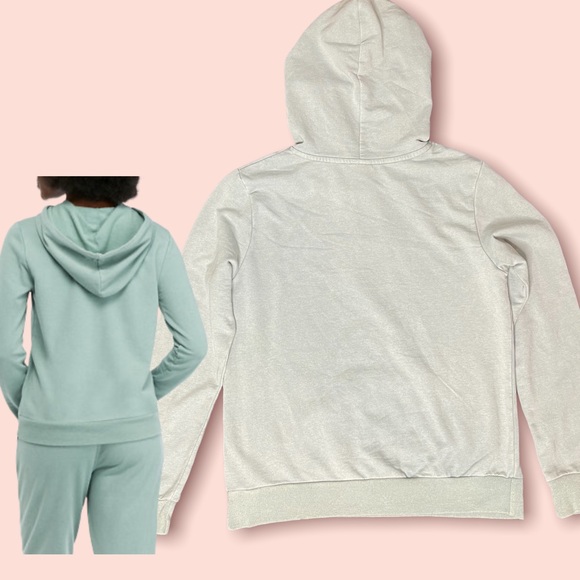 Belle du Jour Womens Pullover Hoodie Large L Cobalt Green Front Pocket Stretch - Picture 6 of 15